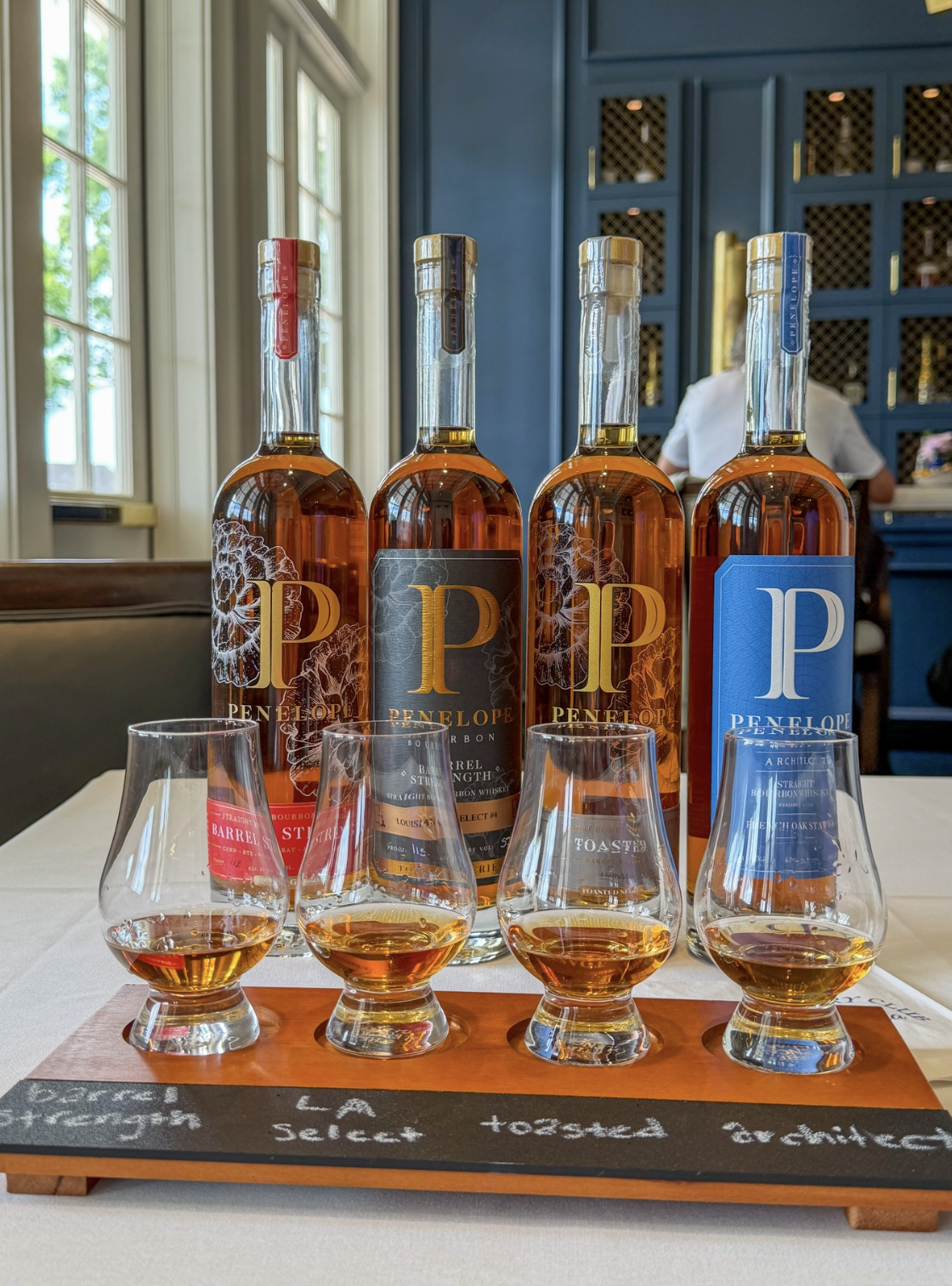 Penelope Bourbon tasting flight at Country Club of Louisiana