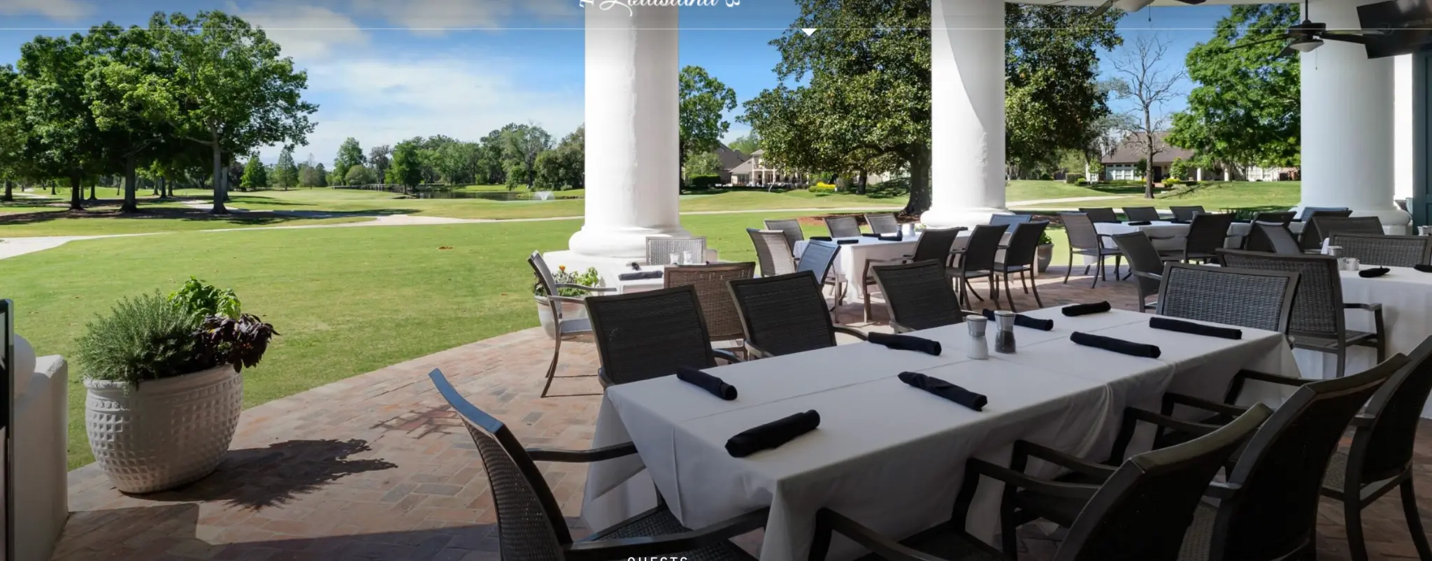 CCL veranda dining overlooking the golf course fairway