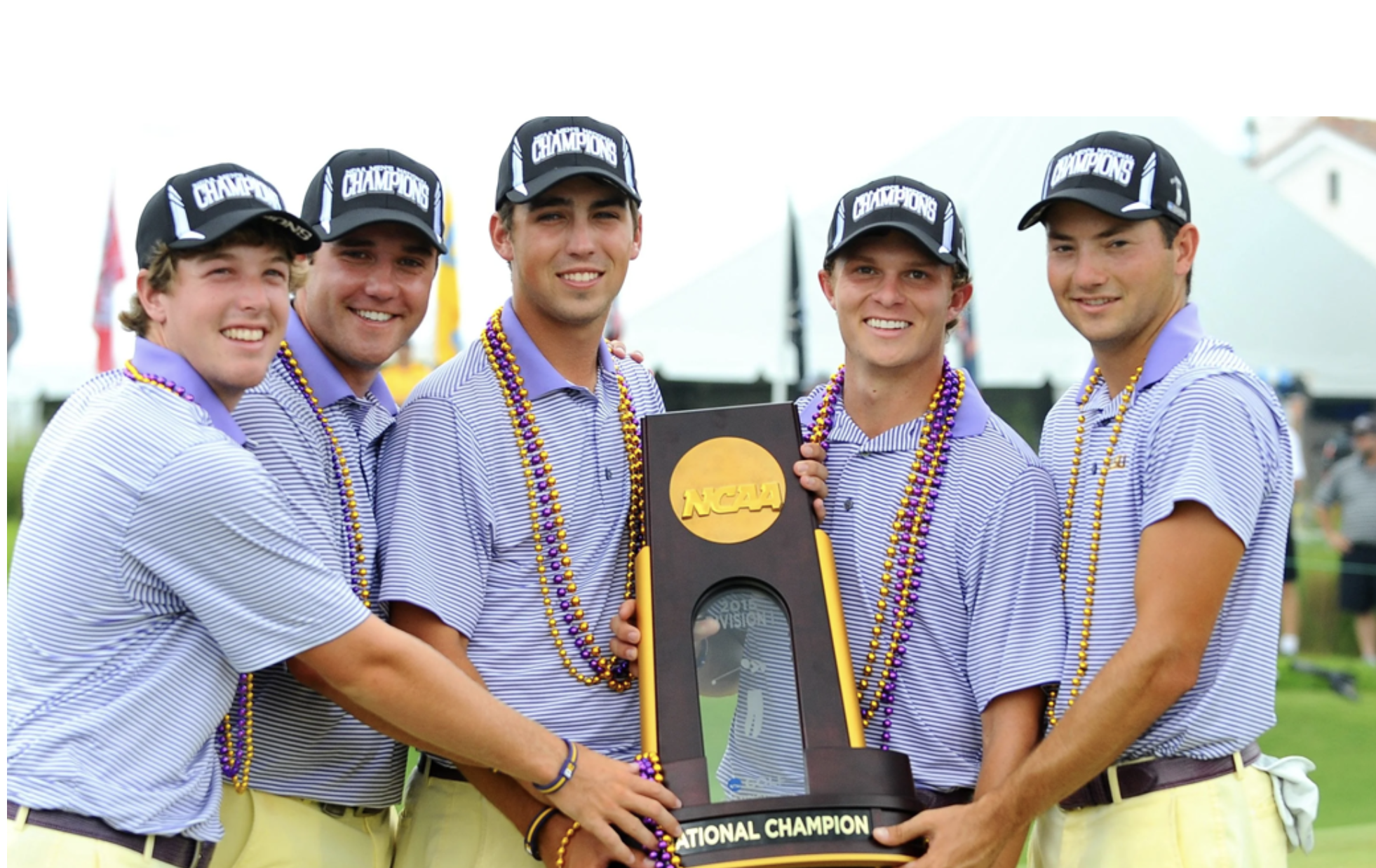 LSU golf team celebrating their NCAA National Championship at University Club